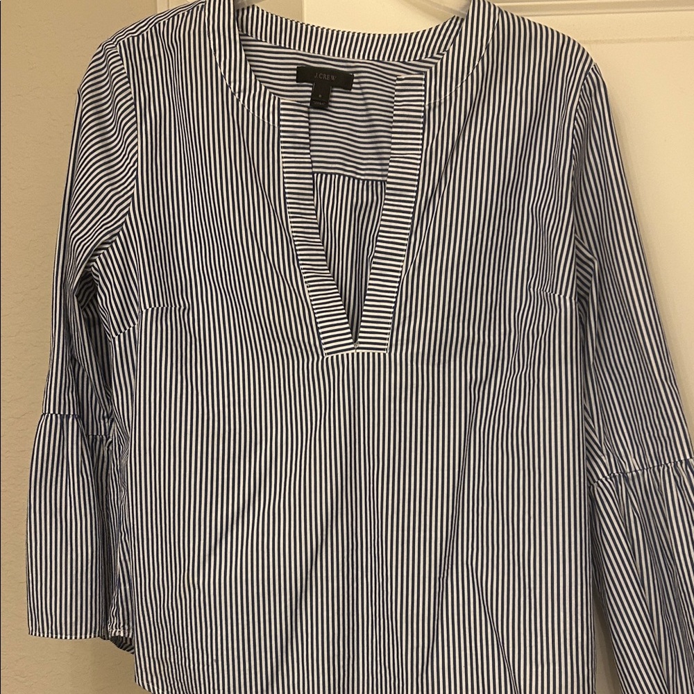 J. Crew Blue and White Striped Blouse